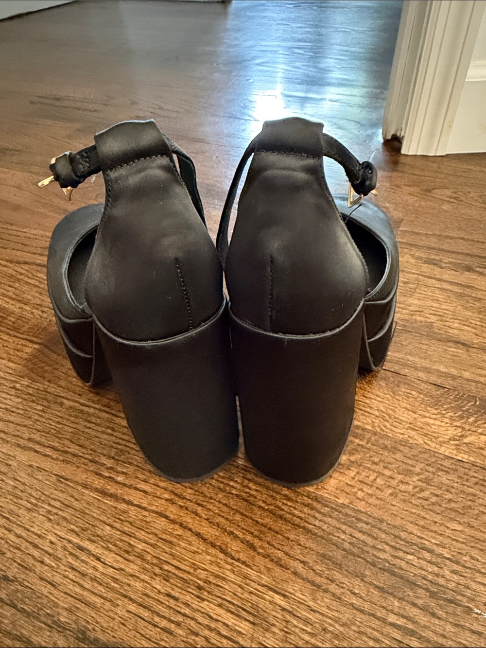 Steve Madden Black Platform Ankle-Strap Heels - Picture 3 of 6